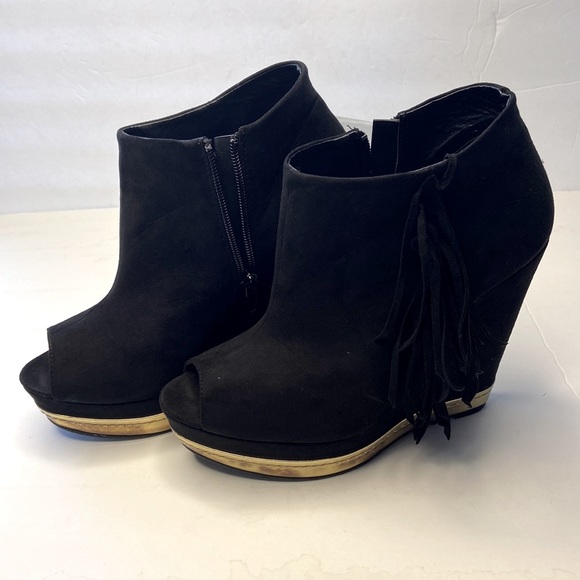 Forget 21 Wedge Black Toe ankle Boots - Picture 3 of 4